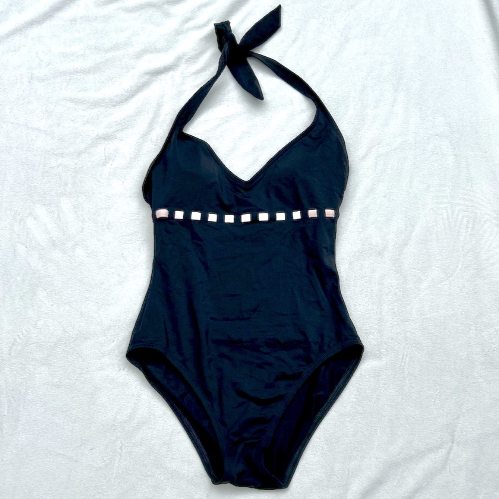 NWT Anne Cole black halter swim suit 8 - Picture 5 of 13
